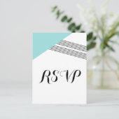 Turquoise Geometric Stripe Response Briefkaart (Staand voorkant)