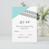 Turquoise Geometric Stripe Response Kaart (Staand voorkant)
