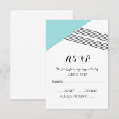 Turquoise Geometric Stripe Response Kaart (Voorkant / Achterkant)