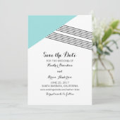 Turquoise Geometric Stripe Save the Date Invite (Staand voorkant)