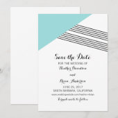 Turquoise Geometric Stripe Save the Date Invite (Voorkant / Achterkant)