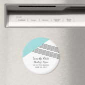 Turquoise Geometric Stripe Save the Date Magnet (Insitu (Vaatwasser))