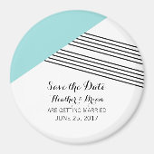 Turquoise Geometric Stripe Save the Date Magnet (Voorkant)