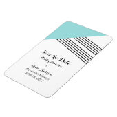 Turquoise Geometric Stripe Save the Date Magnet Magneet (Linkerzijde)