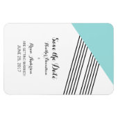 Turquoise Geometric Stripe Save the Date Magnet Magneet (Horizontaal)