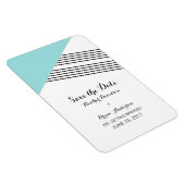 Turquoise Geometric Stripe Save the Date Magnet Magneet (Rechterzijde)