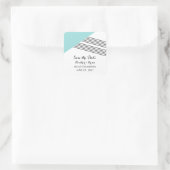 Turquoise Geometric Stripe Save the Date Stickers (Tas)