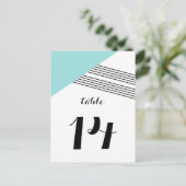Turquoise Geometric Stripe Table Briefkaart (Staand voorkant)