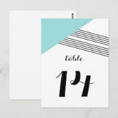 Turquoise Geometric Stripe Table Briefkaart (Voorkant / Achterkant)