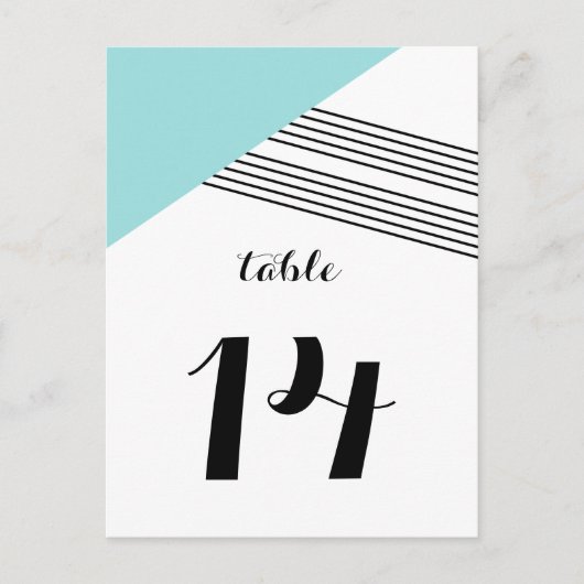 Turquoise Geometric Stripe Table Briefkaart (Voorkant)
