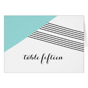 Turquoise Geometric Stripe Table Number Kaart