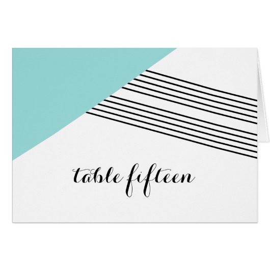 Turquoise Geometric Stripe Table Number Kaart (Voorkant Horizontaal)