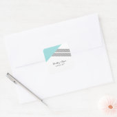 Turquoise Geometric Stripe Wedding Stickers (Envelop)