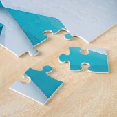Turquoise geometrisch Chevron 3D-patroon Legpuzzel (Zijkant)