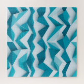 Turquoise geometrisch Chevron 3D-patroon Legpuzzel (Horizontaal)