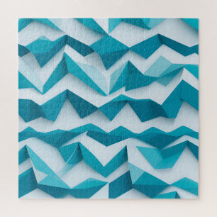Turquoise geometrisch Chevron 3D-patroon Legpuzzel