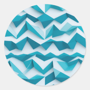 Turquoise Geometrisch Chevron 3D Patroon Ronde Sticker