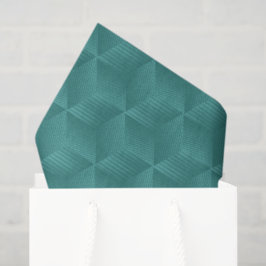 Turquoise geometrisch patroon met een 3D-kubusontw Tissuepapier