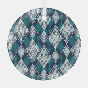 Turquoise geometrisch rhombisch naadloos patroon glas ornament