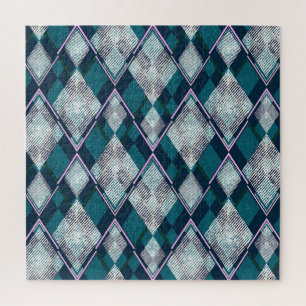 Turquoise geometrisch rhombisch naadloos patroon legpuzzel
