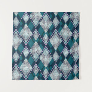 Turquoise geometrisch rhombisch naadloos patroon wandkleed