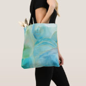 Turquoise geometrische edelsteen Waterverf Monogra Tote Bag (Dichtbij)