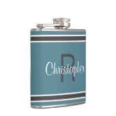 Turquoise Gepersonaliseerde Monogram Naam Initiaal Heupfles (Rechts)