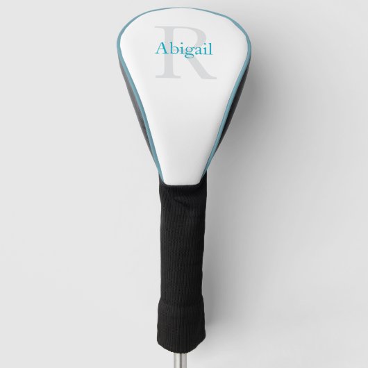 Turquoise gepersonaliseerde naam monogram golfheadcover (Voorkant)