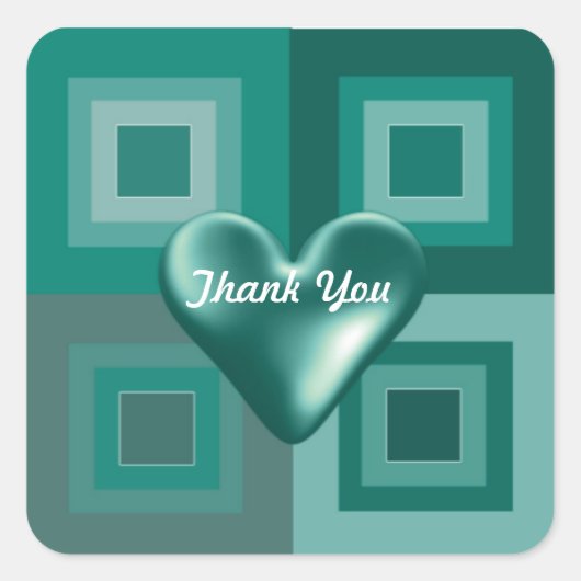 Turquoise Geplooide Hart Bedankt Stickers (Voorkant)