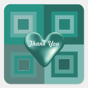 Turquoise Geplooide Hart Bedankt Stickers
