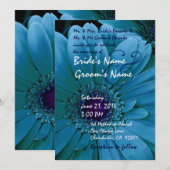TURQUOISE Gerbera Daisy Wedding Invitation Kaart (Voorkant / Achterkant)