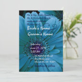 TURQUOISE Gerbera Daisy Wedding Invitation Kaart (Staand voorkant)