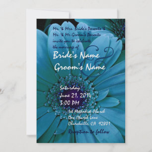 TURQUOISE Gerbera Daisy Wedding Invitation Kaart