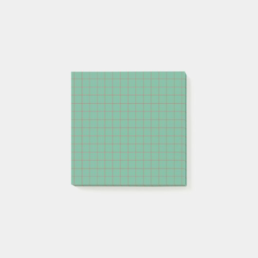 Turquoise geruit patroon esthetisch rasterontwerp post-it® notes (Voorkant)