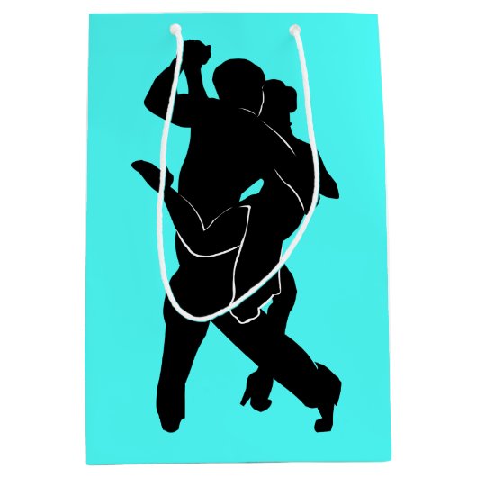 Turquoise Geschenktas met Tango Dansers Kies Kleur Medium Cadeauzakje (Voorkant)
