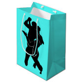 Turquoise Geschenktas met Tango Dansers Kies Kleur Medium Cadeauzakje (Voorkant Gekanteld)