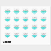 Turquoise gestreepte harten bewaren de datum Stick Hart Sticker (Vel)