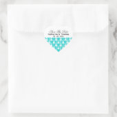 Turquoise gestreepte harten bewaren de datum Stick Hart Sticker (Tas)
