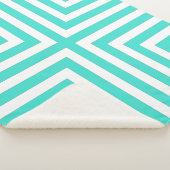Turquoise Gestreepte Hoek Geneste Doos Herhaal Pat Sherpa Deken (3/4)