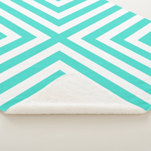 Turquoise Gestreepte Hoek Geneste Doos Herhaal Pat Sherpa Deken (3/4)