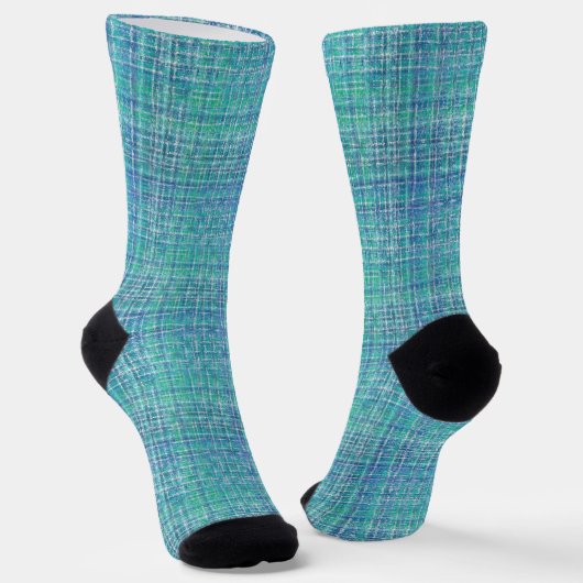Turquoise gestructureerde ruit sokken (Gebogen)