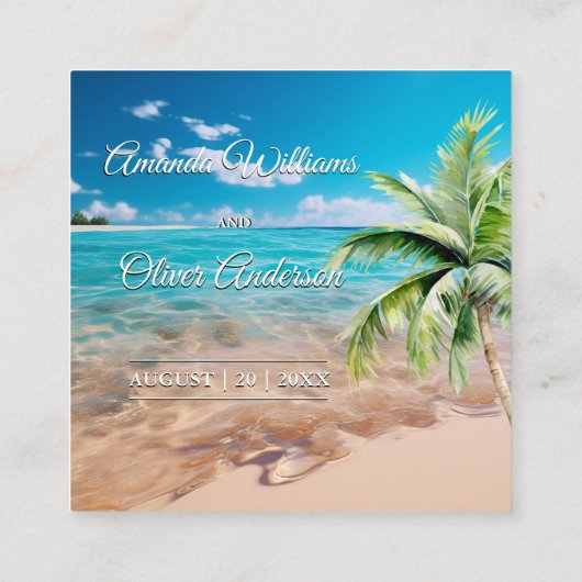 Turquoise Getij Tropisch Strand Bruiloft QR-code R Informatiekaartje (Achterkant)