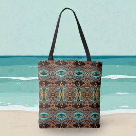 Turquoise Getijden Abstract Tribale Tote Bag