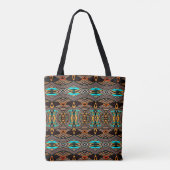 Turquoise Getijden Abstract Tribale Tote Bag (Achterkant)