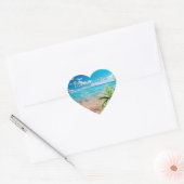 Turquoise getijden tropische palmboom strand bruil hart sticker (Envelop)