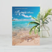 Turquoise getijden tropische palmboom strand bruil kaart (Staand voorkant)