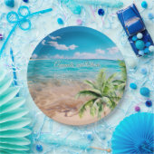Turquoise getijden tropische palmboom strand bruil papieren bordje (Feest)