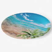 Turquoise getijden tropische palmboom strand bruil papieren bordje (Gekanteld)