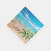 Turquoise getijden tropische palmboom strand bruil servet (Hoek)