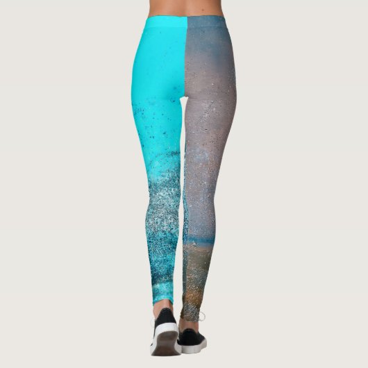 Turquoise geweven verf en roest Abstract Leggings (Achterkant)